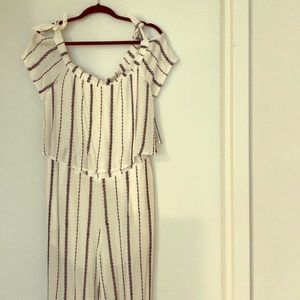 Navy / white Capri jumpsuit